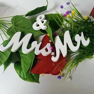 Mr&Mrs Wooden Ornaments Party Wedding Wedding Sign-In Table Decoration Wedding Photos English Letters Shooting Props