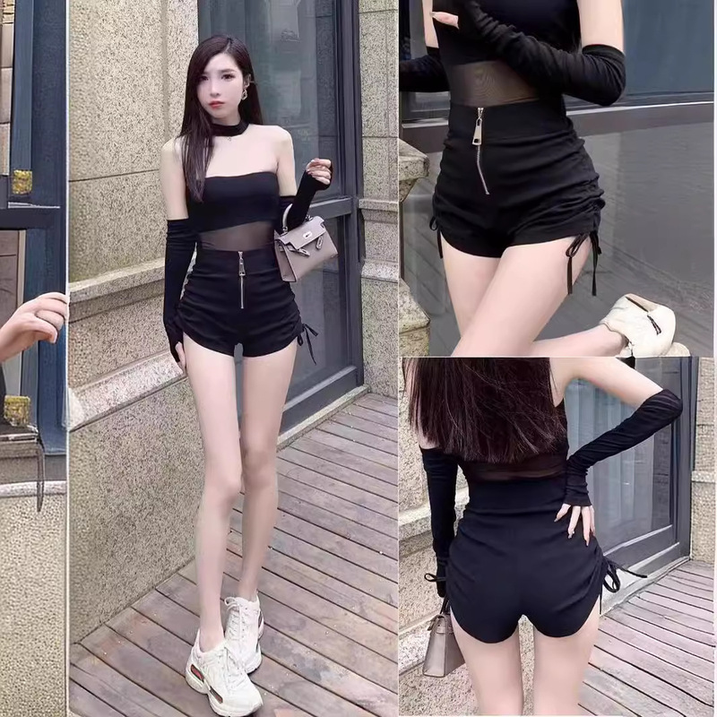 White Shorts Women's Summer Stretch Casual Tight Hot Pants Women's Group Style Sexy Hot Girl Design Sense High Waist Drawstring White Shorts Women's Summer Stretch Casual Tight Hot Pants Women's Group Style Sexy Hot Girl Design Sense High Waist Drawstring