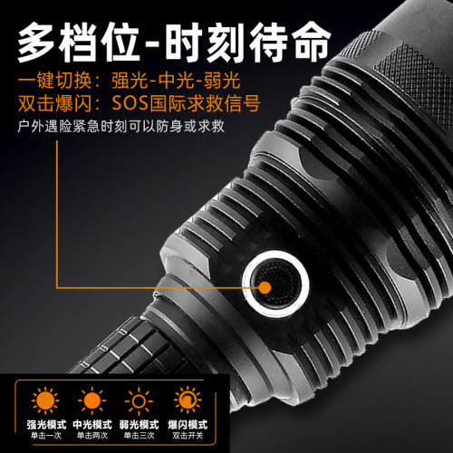 Cross-border aluminum alloy flashlight with battery display, USB charging, high-intensity flashlight SST40 flashlight