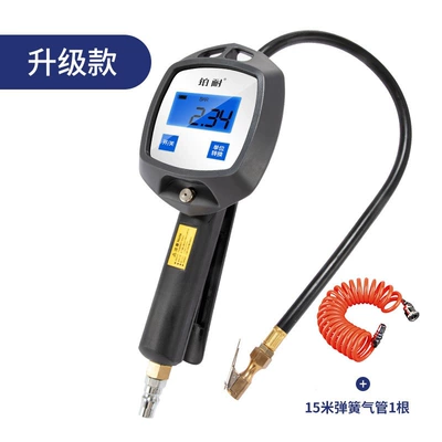 car tire pressure monitor, air — Air pressure gauge/tire pressure gauge - 002-upgraded-tire-pressure-gauge-white-15m-spring-hose-comes-with-two-batteries