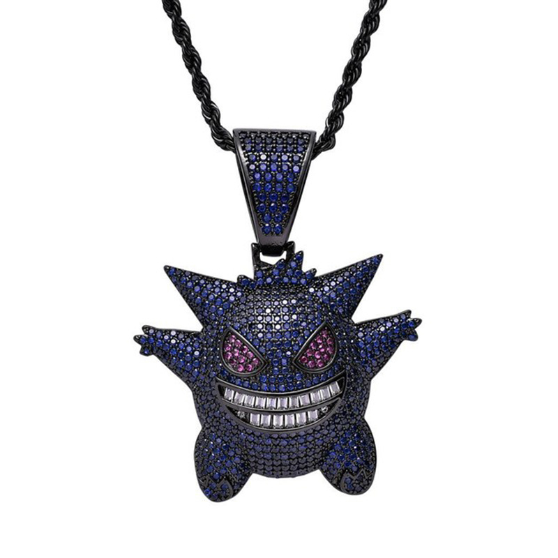 Xinghe europea y americana personalizada anime GENG fantasma elfo suéter cadena colgante mascota monstruo diamante incrustado hip hop collar al por mayor