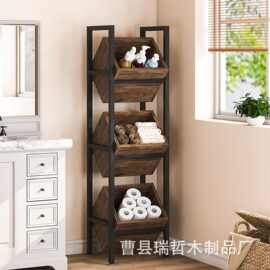 复古实木厨房果蔬收纳木架家用多层木质杂物架商场站立式展示架