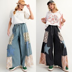 Amazon 25 秋冬新作クロスボーダーヨーロッパとアメリカの衣類パッチワークルーズ弾性ウエストカジュアルパンツ女性用