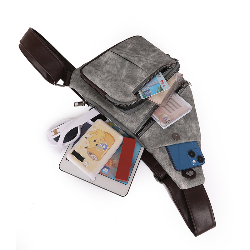 Comercio exterior al por mayor nuevos hombres de cuero suave bolsa de hombro Moda pecho bolsa de viaje al aire libre ligero hombro bolsa de mensajero