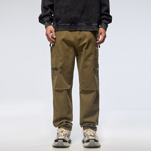 重磅纯棉休闲裤男秋季美式复古潮牌多口袋工装裤男士宽松锥形长裤