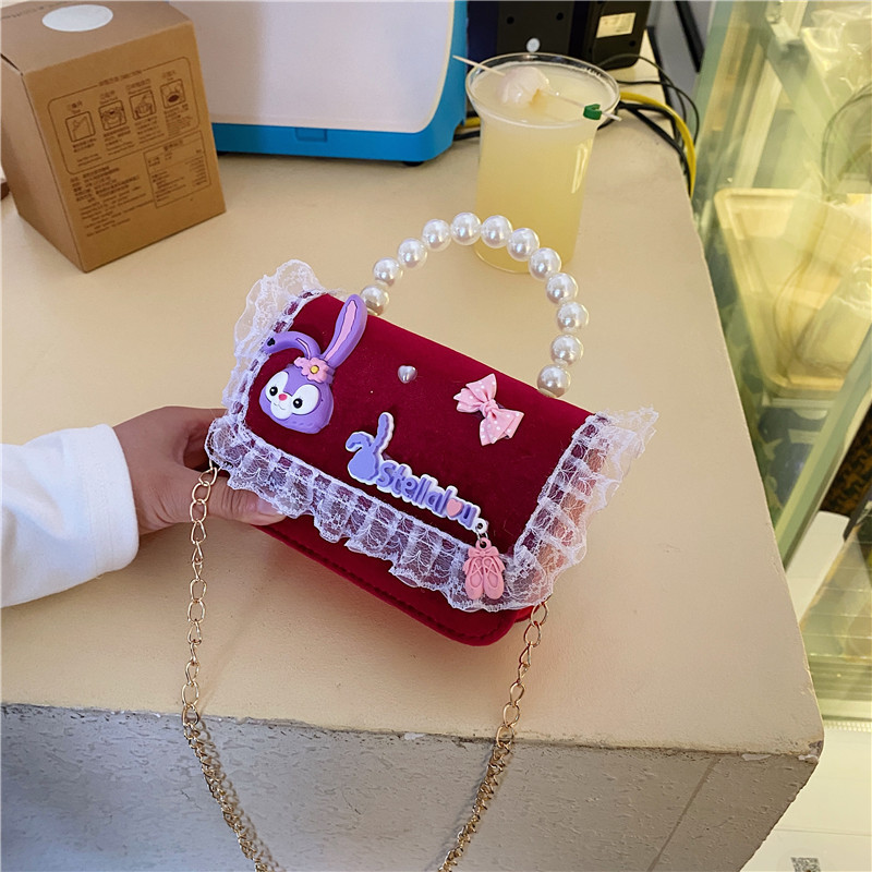 Nuevos bolsos infantiles coreanos bolsos de princesa bolsos de cadena bolsos de perlas bolsos de arco bolsos casuales para niñas