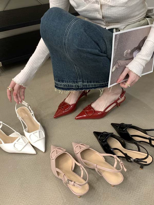 Universal buckle pointy toe, shoes high heels, french style, 5cm, 7cm