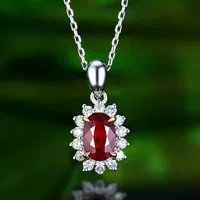 Классический Принцесса 0.51-каратного ЗОЛОТА 18K Diamond Мозамбик Природный Голубь Красный Рубин Кулон
