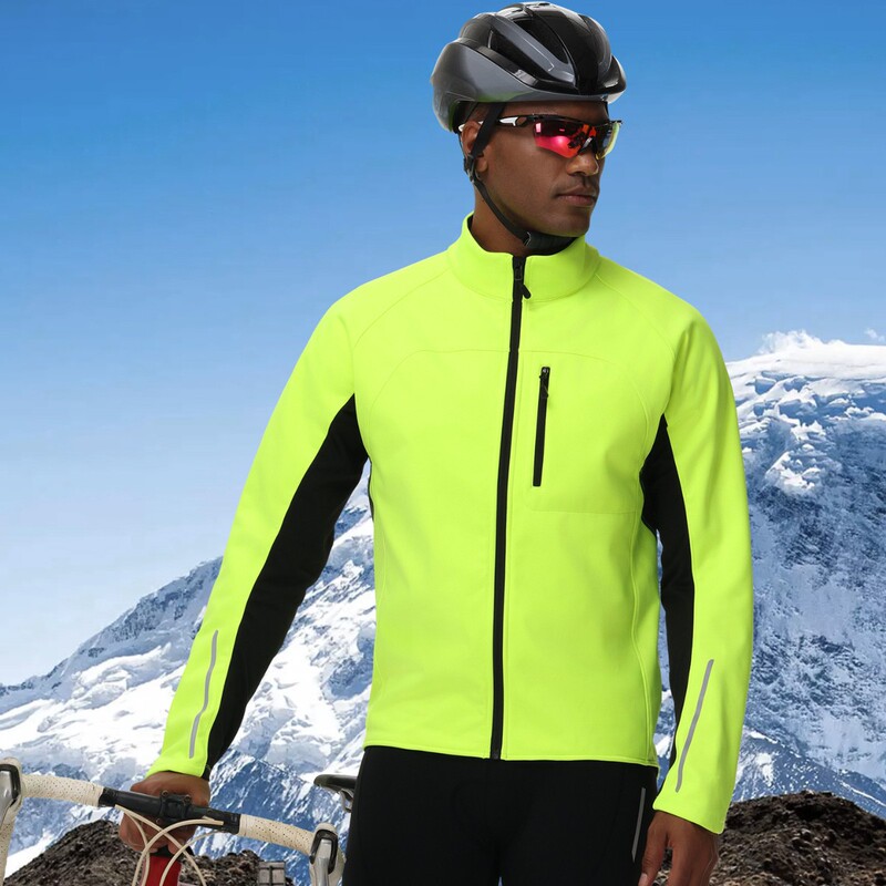 Cross-Border Men's Thermal Clothing Waterproof Fleece Thermal Cycling Clothing Tops Windproof Jacket Winter Cycling Jacket for Men