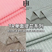 厂家供应现货单面提花系列TR涤纶人棉混纺300g肌理感针织提花面料
