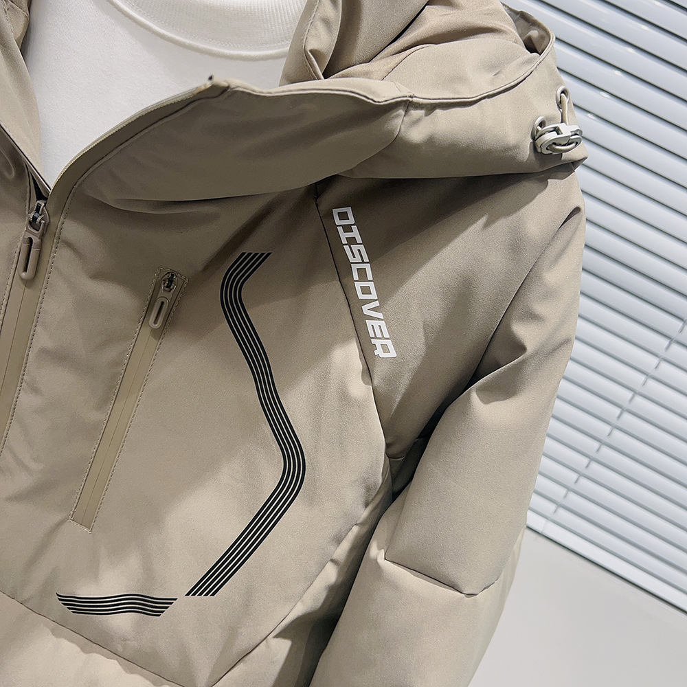 Abbigliamento maschile Giacca con cappuccio e stampa offset con taglio tridimensionale_voghion.com