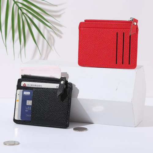 Korean style card holder for women, card holder, card holder for men, customized LOGO coin purse, card PU ID bag