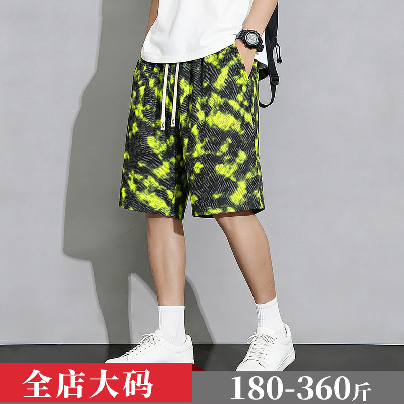 Men's New Summer Fashion Large Size Plus-Size Trendy Casual Printed Straight-Leg Shorts 2630