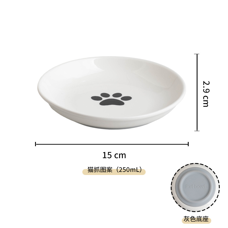 Plato de gato de cerámica tazón de gato alimentación comida para gatos merienda de silicona antideslizante antidetonantes puede plato tazón de comida para gatitos suministros para mascotas