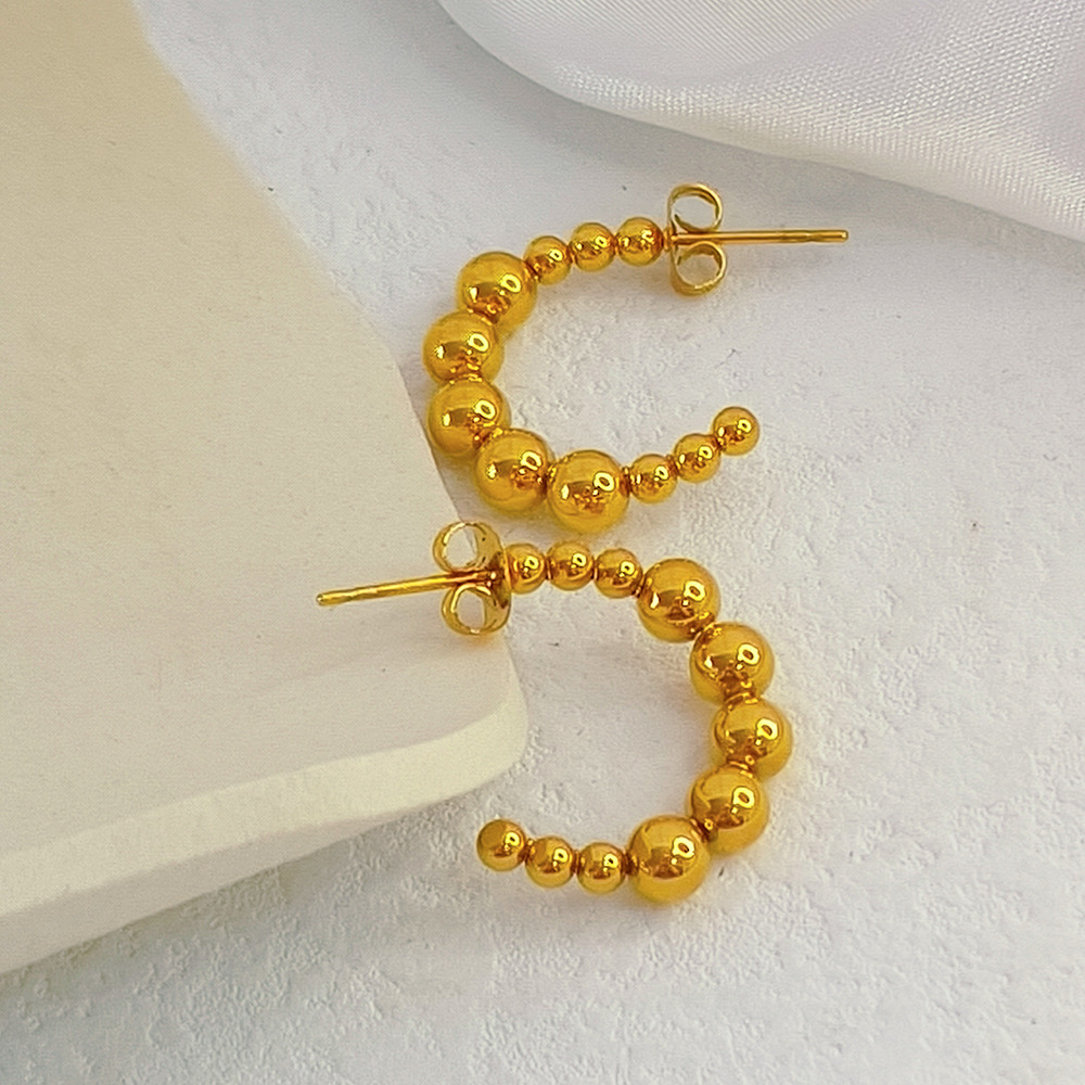 1 Pair Quantity Daily Occasion 1 Pair Simple Style C Shape Plating Stainless Steel 18k Gold Plated Ear Studs