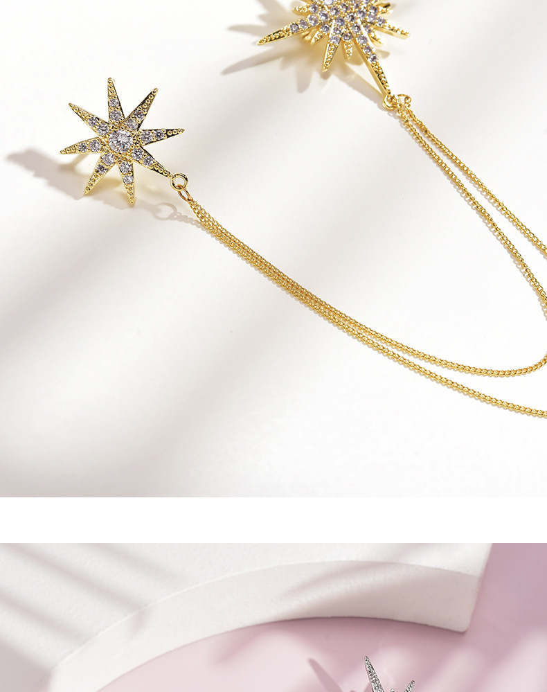 14g Weight Brooches Classification Date, Tea Party Occasion Alloy Material Star Pattern Women's Gender Simple Style, Shiny Style Simple Style Shiny Pin Star Alloy Women's Brooches 3