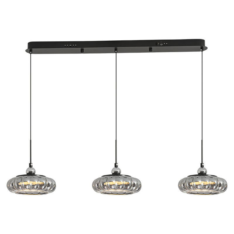 Lámpara del restaurante italiano minimalista gris humo vidrio lámpara de mesa de comedor personalidad creativa calabaza lámpara de bar 461L