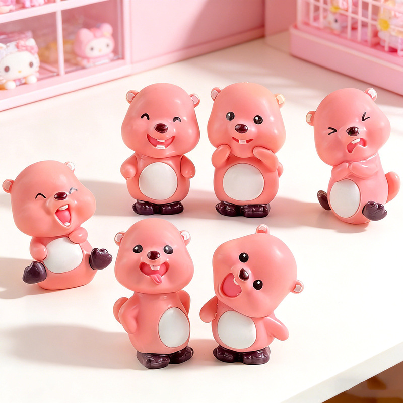Pink Ruby Little Beaver Figure Blind Box Cute Toy Doll Car Cake Decoration Gacha Doll Machine Pink Ruby Little Beaver Figure Blind Box Cute Toy Doll Car Cake Decoration Gacha Doll Machine