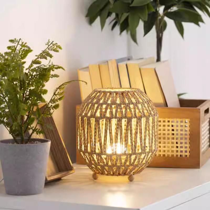 Lámpara de cuerda de papel personalizada mano trenzada lámpara de viento candelabro dormitorio lámpara de estudio decoración decoración atmósfera lámpara de candelabro