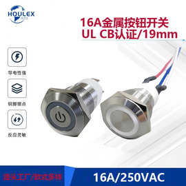 平头不锈钢 圆形发光LED灯防水金属按钮开关PBM-D19 Series