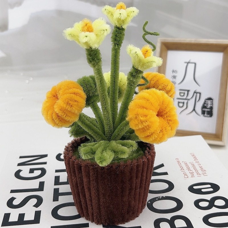 呦呦虎扭扭棒花束小盆栽手工材料包向日葵扭扭花幼儿园手工制作|undefined