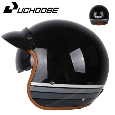 Retro Helmets for Men and Women, Motosiklet kaskı (dəbilqə) - striped-gray-s