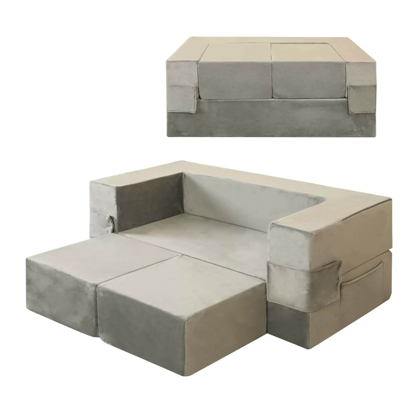 跨境定制儿童折叠沙发四件套多功能沙发积木沙发可卷装压缩