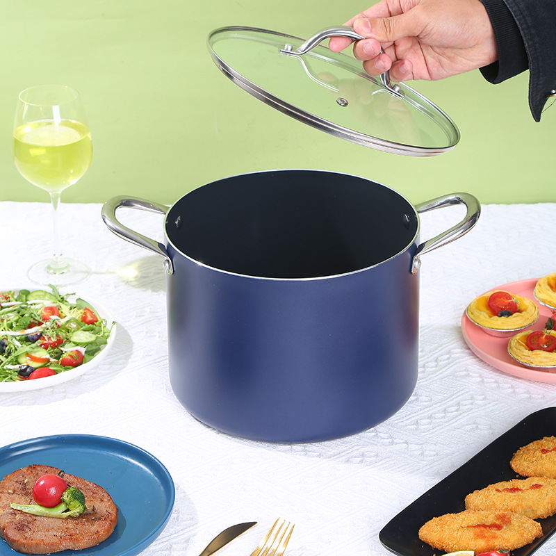 Nueva olla de sopa antiadherente de doble oído de gran capacidad para cocinar en el hogar olla de fideos instantáneos olla de regalo al por mayor