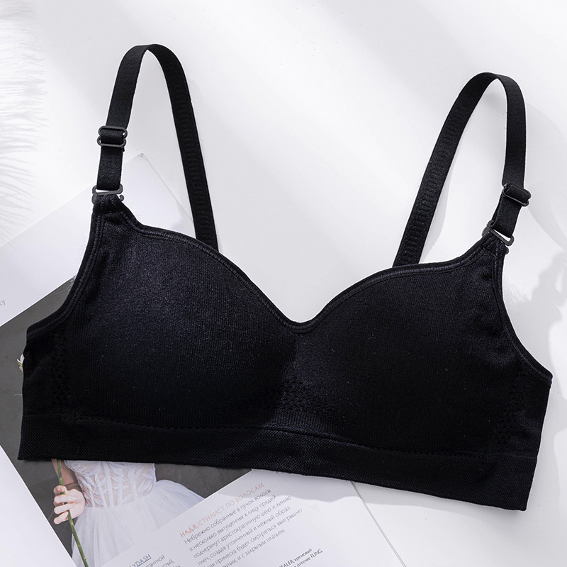 Nuevo color sólido inalámbrico estudiante sujetador fino blanco push-up transpirable cómodo sin costura de algodón taza verano entrega caliente