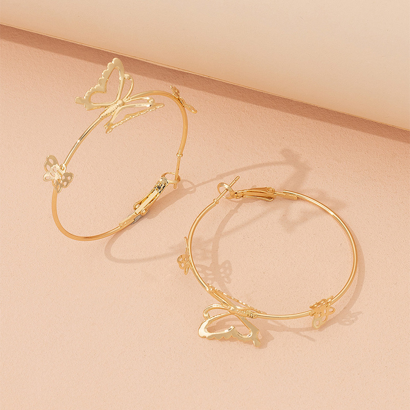 Fashion Butterfly Alloy Plating Hoop Earrings
