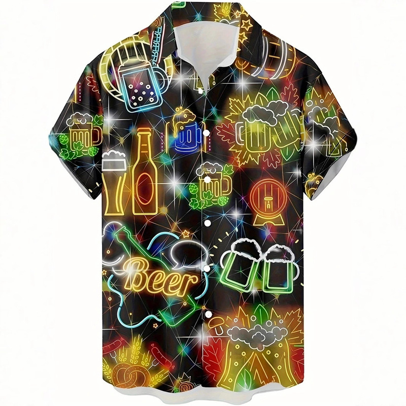 Christmas Pattern Santa Claus Men's Shirt Hawaiian Harajuku Top Short 3D Printed Lapel Fashion Shirt