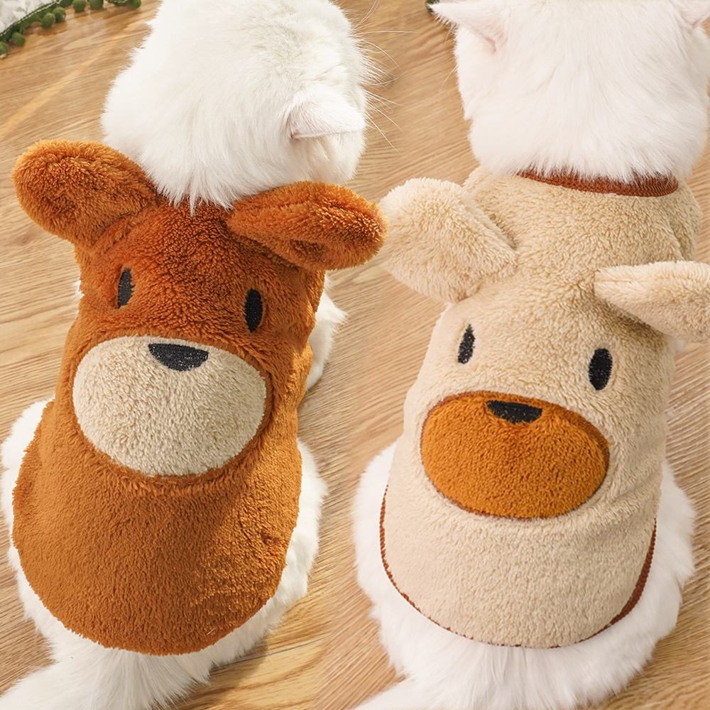 Ropa de invierno ins estilo forrado de lana caliente mascota perro lindo ropa de peluche chenari ropa suministros al por mayor