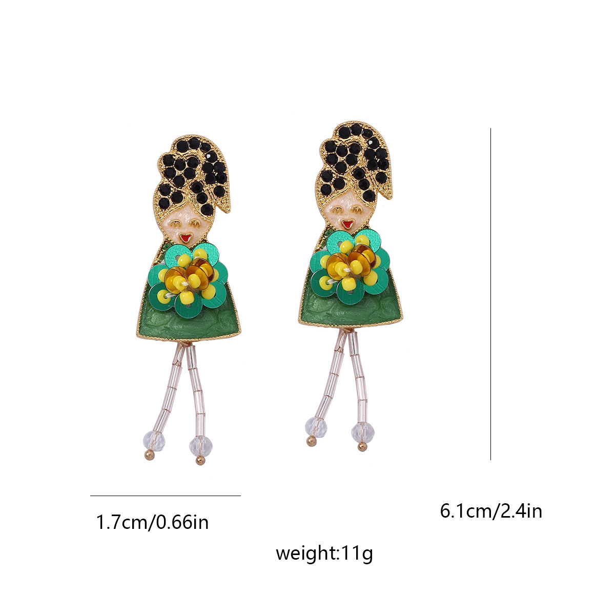 1 Pair Lady Cartoon Character Zinc Alloy Drop Earrings display picture 1