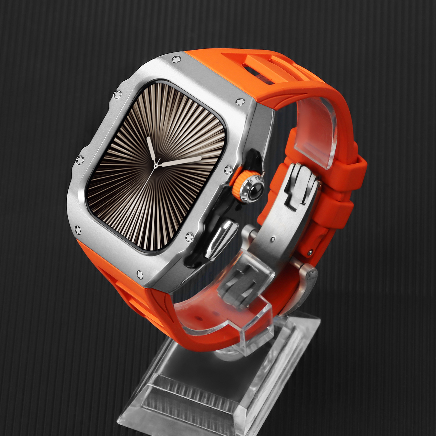 Adecuado para Apple Watch Correa iwatch Ultra10 generación 42/46/49mm acero inoxidable flúor caja de una pieza