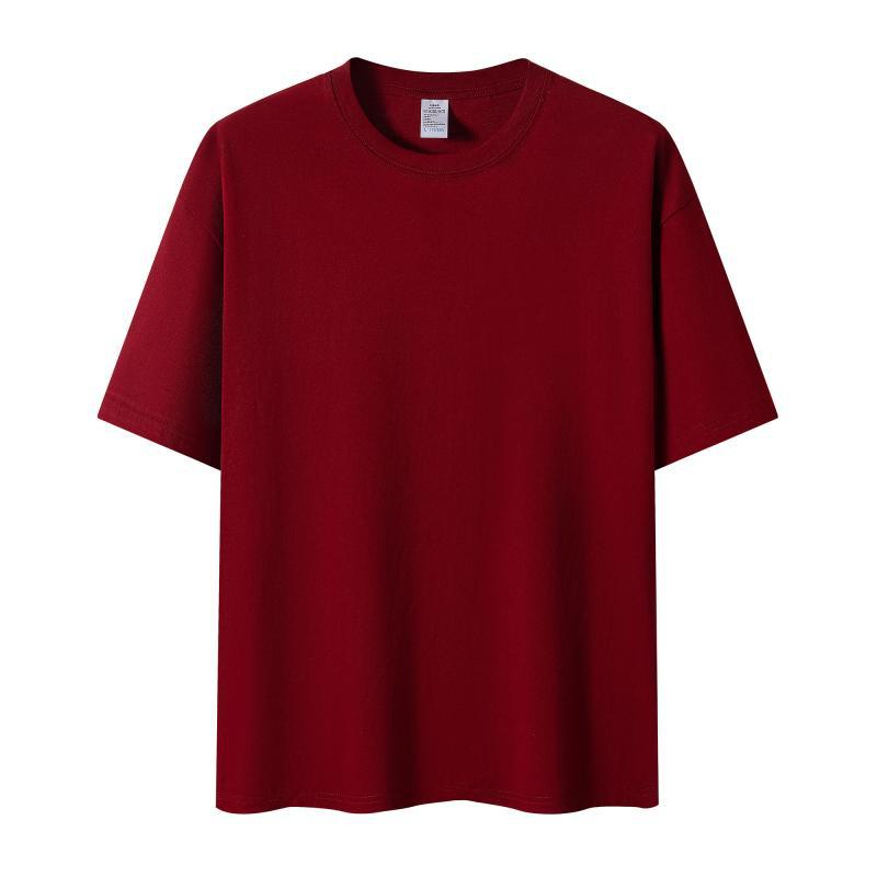 210G algodón peinado de hombro camiseta de cuello redondo de verano coreano ropa de trabajo de mangas cortas camiseta publicitaria personalizada impresión image 11