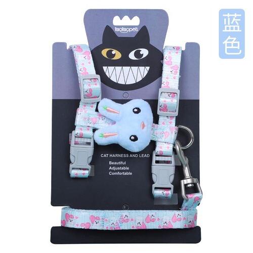 Traction rope wholesale Pipitao cartoon rabbit cat rope nylon I-shaped out walking cat rope chest and back traction belt