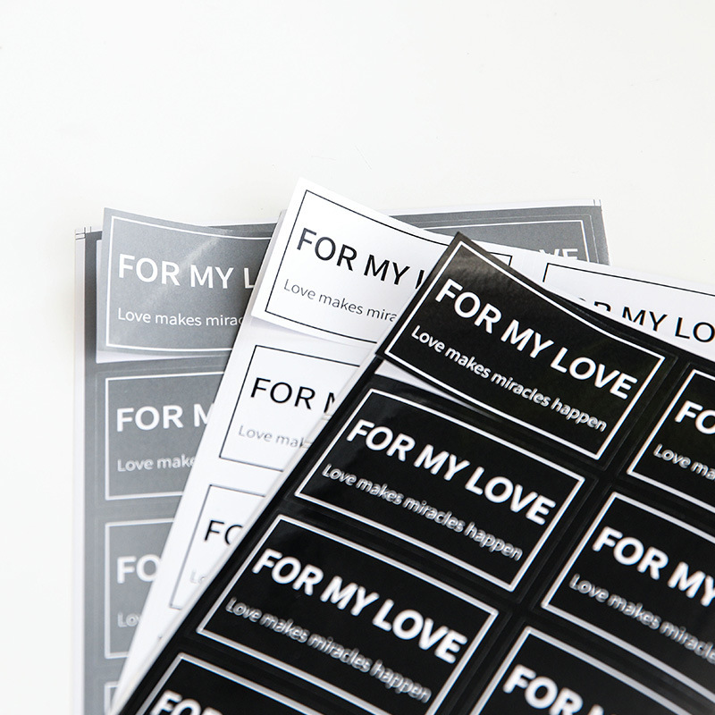 Pegatinas para empaquetado de flores al por mayor, materiales florales para bricolaje, pegatinas autoadhesivas impermeables en inglés para el Día de San Valentín.