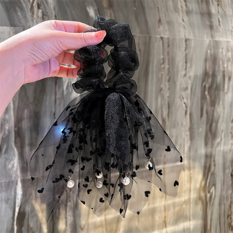 Arco de mariposa tocado de perlas de bordilla hilo de malla de cabello de bolas de cuero cabelludo cuerdas de cabello correa de mujer