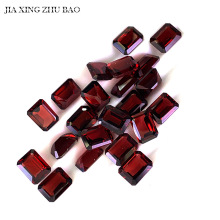 天然莫桑比克石榴石长方戒面切面镶嵌戒面小八角祖母绿切裸石批发