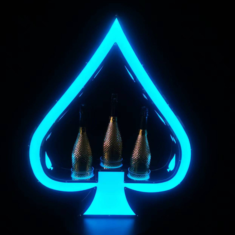 Luminoso acrílico negro melocotón un asiento de vino extranjero soporte de exhibición de vino accesorios de Bar hierro amarillo luz vino asiento verde luz Champagne Rey