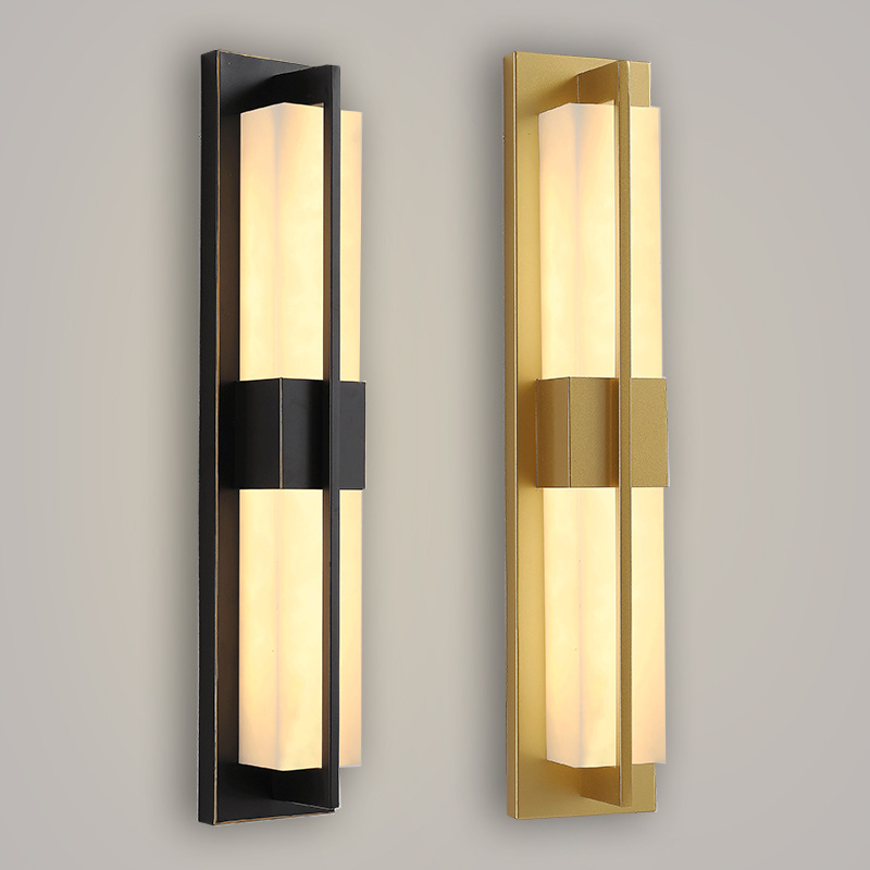 New Chinese Style Outdoor Stainless Steel Waterproof Wall Lamp Living Room Bedroom Imitation Marble Lamp Outdoor Balcony Villa Entrance Wall Lamp