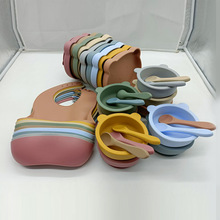 跨境儿童餐具套装家用母婴宝宝喂养用品硅胶辅食碗盘勺组合装批发