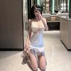 Hanging strap hollowed out lace dress