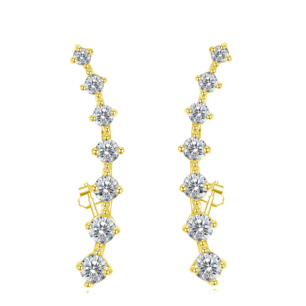 Fashion Geometric Sterling Silver Plating Metal Inlaid Zircon Zircon Earrings Ear Studs