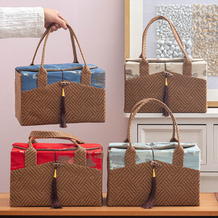 Rattan Wedding Gift Box Spring Festival Coffee Bag Tea Gift Wedding Accompanying Gift High-end Birthday Gift Empty Box