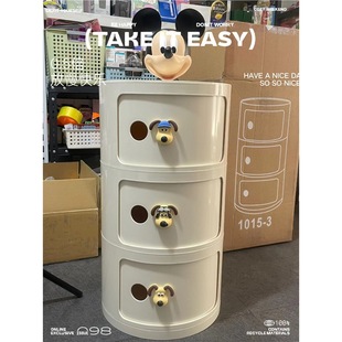 Mickey's Handdog Bedside Cabinet Middle Ancient Cylinder Storage Cabinet Round Creative Small Cabinet Simple Multifunctional Bedside Cabinet