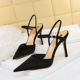 221-2 han edition style banquet fine with high heels satin light mouth pointed hollow out shoes one word with sandals in summer