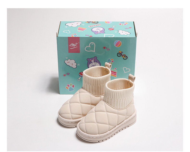 Stivali da neve per bambini Scarpe da bambino semplici in cotone autunno e inverno da bambina con piedini in velluto Stivali corti caldi da bambino_voghion.com