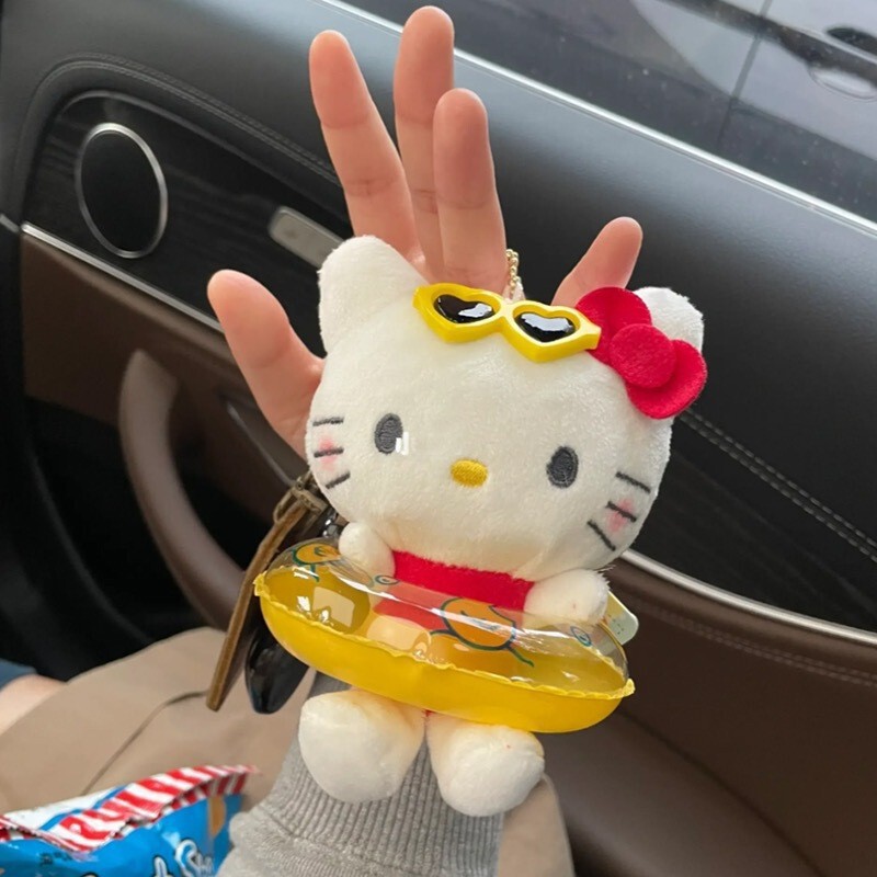 かわいいアニメハワイ水泳圏Kittyぬいぐるみストラップkt猫かばん掛けキーホルダープレゼント|undefined