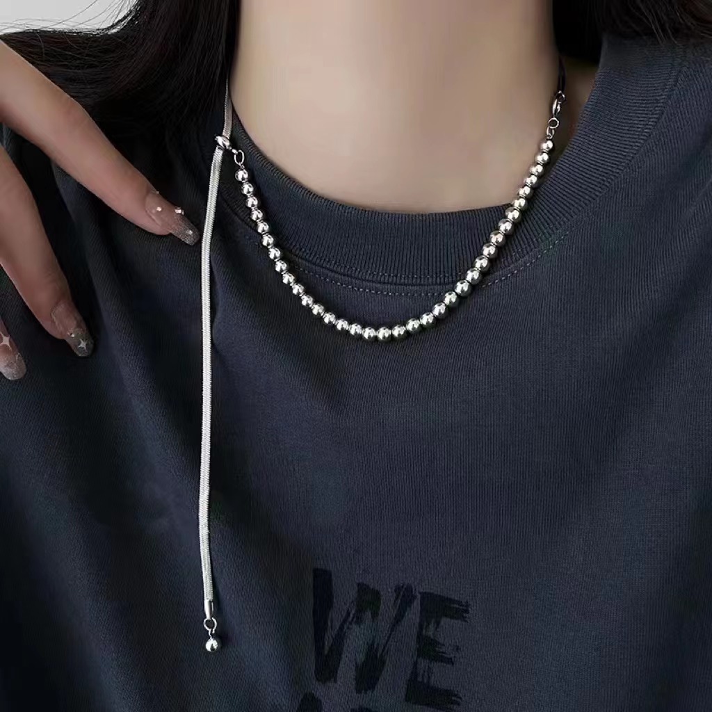 Collar elegante con cuentas para mujer cadena clavícula acero_voghion.com